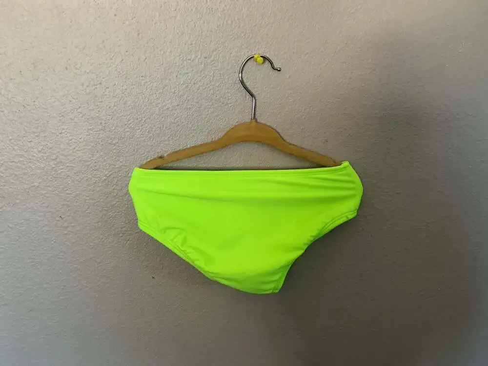 Cat & jack Girls' Two-Piece One-Shoulder Bikini Swimsuit Set, Neon Green/Yellow